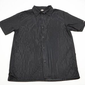 Solo Semore Vintage‎ Y2K Button Up Shirt Mens Large Black Striped Made in USA